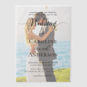 Simple Black & White wedding  Overlay ベラム紙招待状 (正面)