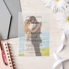 Simple Black & White wedding  Overlay ベラム紙招待状