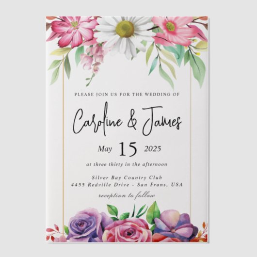 Simple Black & White wedding  Overlay Vellum Invit ベラム紙招待状 (正面)