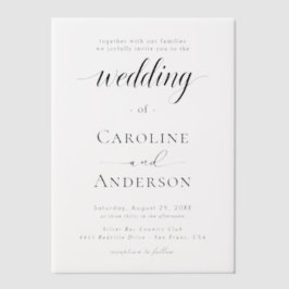 Simple Black & White wedding Vellum Overlay ベラム紙招待状