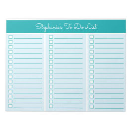 Simple Blocks Teal 8.5x11 Three Column Checklist ノートパッド