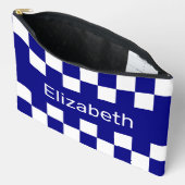 Simple Blue and White Checkerboard Pattern Name アクセサリーポーチ (見開き)