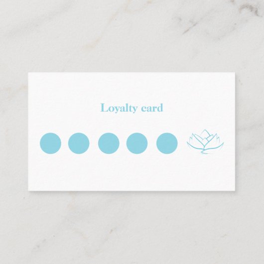 Simple Blue and White Lotus Flower Business Flat ロイヤリティカード (裏面)