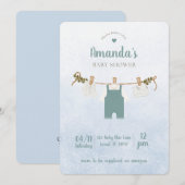 Simple Blue Baby Boy Shower Invitation 招待状 (正面/裏面)