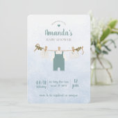 Simple Blue Baby Boy Shower Invitation 招待状 (スタンド正面)