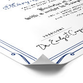 Simple Blue Black School Grad Authentic Diploma ポスター (角)