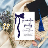 Simple  Blue Bow graduation party invitation 招待状