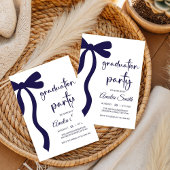Simple Blue Bow graduation party invitation 招待状