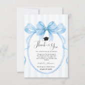 Simple Blue bow  graduation thank you message サンキューカード (正面)