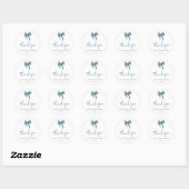 Simple Blue Bow Script Quinceanera Thank You ラウンドシール (シート)