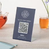 Simple Blue Business Logo Contactles QR Code Menu 台座サイン (インサイチュ)
