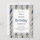 Simple Blue Chevron Birthday 招待状 (正面)