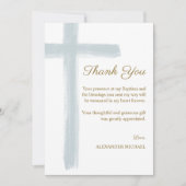 Simple Blue Cross Baptism  サンキューカード (正面)