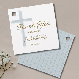 Simple Blue Cross Thank You First Holy Communion フェイバータグ