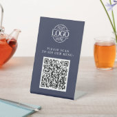 Simple Blue Custom Business Logo QR Code Menu  台座サイン (インサイチュ)