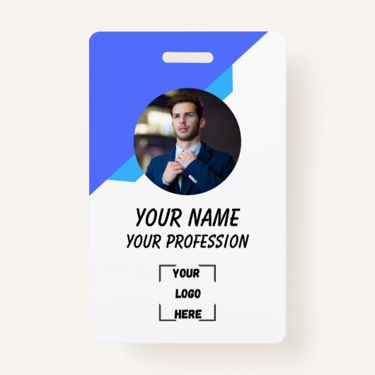 Simple Blue Employee ID Badge バッジ (正面)