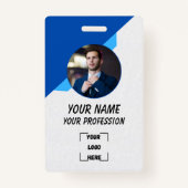 Simple Blue Employee ID Badge バッジ (正面)