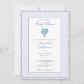 Simple Blue Floral Baby Shower Invitation 招待状 (正面)