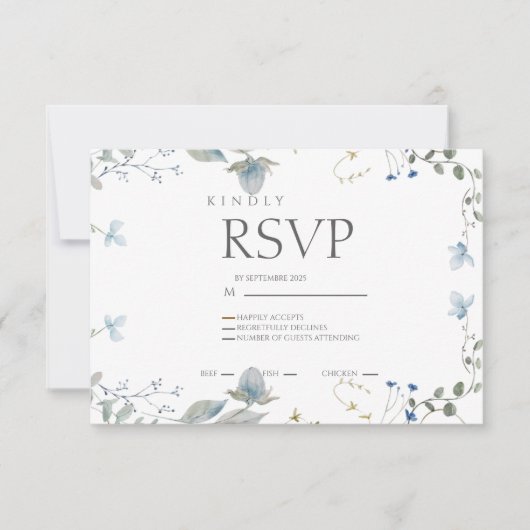 Simple Blue Floral RSVP Card (正面)