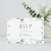 Simple Blue Floral RSVP Card (スタンド正面)
