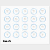 Simple Blue Gingham Baby Shower Sticker ラウンドシール (シート)
