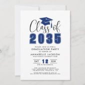 Simple Blue Graduation Party 招待状 (正面)