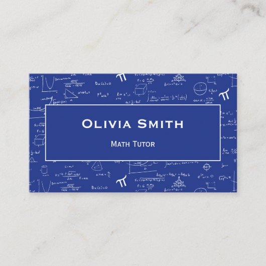 Simple Blue Math Tutor Teacher Formula Pattern 名刺 (正面)