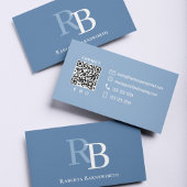 Simple Blue Monogram QR Code | Connect with Me 名刺