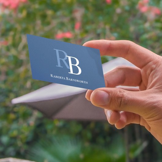 Simple Blue Monogram QR Code | Connect with Me 名刺