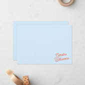 Simple Blue Orange Script Personalized Stationery ノートカード (正面/裏面インサイチュ)