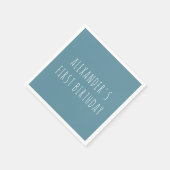 Simple Blue Personalized First Birthday Party スタンダードカクテルナプキン (角)