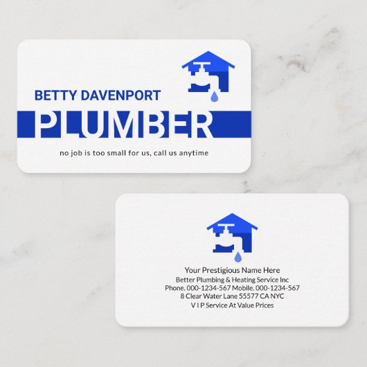 Simple Blue Plumber Pipeline Layer 名刺 (正面/裏面)