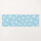 Simple Blue Starfish Pattern Coastal Script Name ヨガマット (裏面(横))