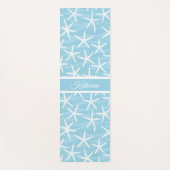 Simple Blue Starfish Pattern Coastal Script Name ヨガマット (正面)