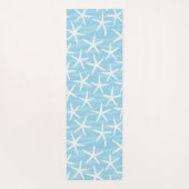 Simple Blue Starfish Pattern Coastal Script Name ヨガマット (裏面)