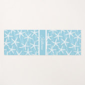 Simple Blue Starfish Pattern Coastal Script Name ヨガマット (正面(横))