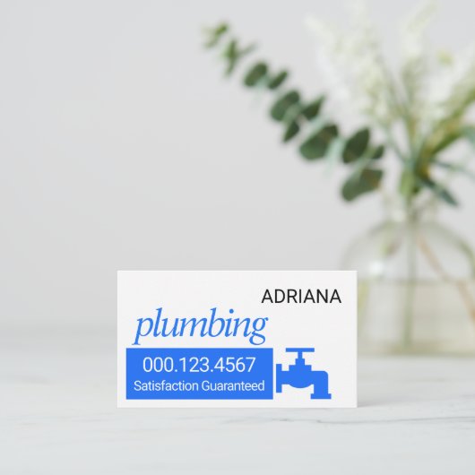 Simple Blue Water Box Plumbing 名刺 (スタンド正面)