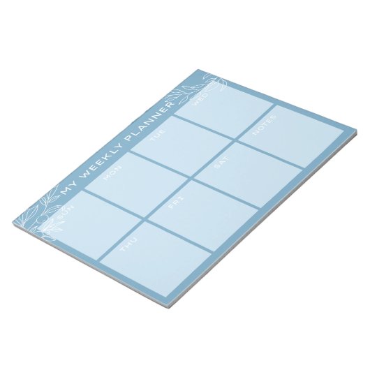 Simple Blue Weekly Planner Notepad ノートパッド (アングル)