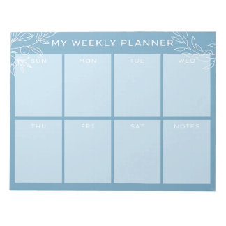 Simple Blue Weekly Planner Notepad ノートパッド