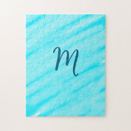 simple blue whi watercolor lines add your monogram ジグソーパズル