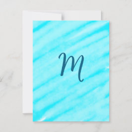 simple blue whi watercolor lines add your monogram ポストカード