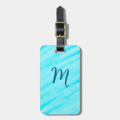 simple blue whi watercolor lines add your monogram ラゲッジタグ (正面縦)