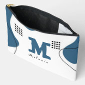 Simple blue white Abstract minimal art Monogram  アクセサリーポーチ (見開き)