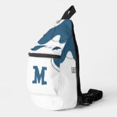 Simple blue white Abstract minimal art Monogram  スリングバッグ (右コーナー)