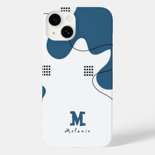 Simple blue white Abstract minimal art Monogram Case-Mate iPhoneケース (裏面)