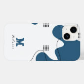 Simple blue white Abstract minimal art Monogram Case-Mate iPhoneケース (裏面 (横))