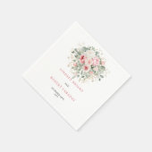 Simple Blush Floral Greenery Wedding Napkins スタンダードカクテルナプキン (角)