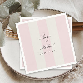 Simple Blush Pink Cabana Stripes Wedding スタンダードカクテルナプキン