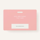 Simple Blush Pink Employee Photo ID Logo Barcode  バッジ (裏面)