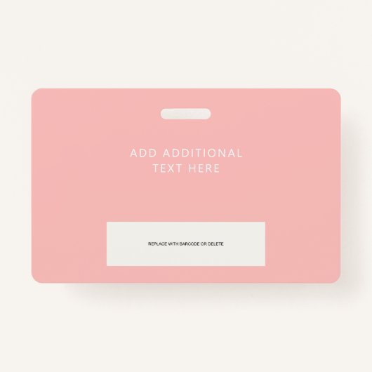 Simple Blush Pink Employee Photo ID Logo Barcode  バッジ (裏面)